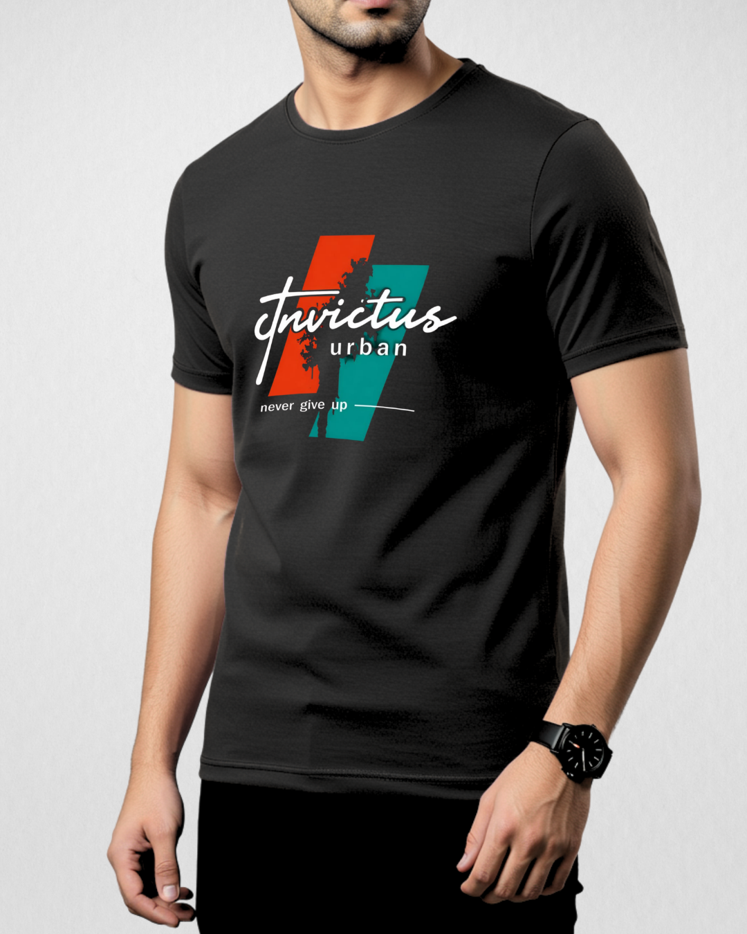 Black Printed T-Shirt/Tee for Men – Cotton Jersey Fabric (Code 5471)