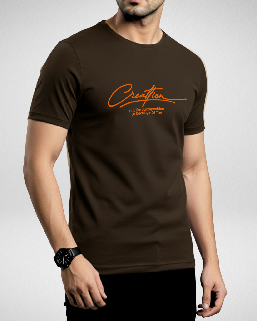 Dark Brown Printed T-Shirt/Tee for Men – Cotton Jersey Fabric (Code 5472)