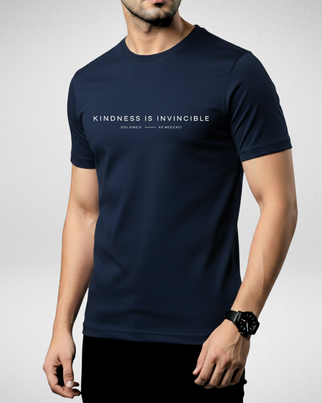 Navy Blue Printed T-Shirt/Tee for Men – Cotton Jersey Fabric (Code 5475)