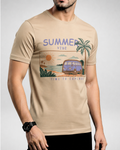 Beige Printed T-Shirt/Tee for Men – Cotton Jersey Fabric (Code 5480)