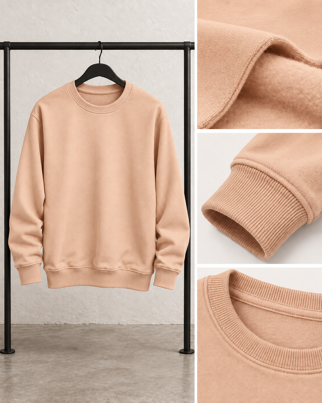 Peach Men's Fleece Sweatshirt (Code 4558)