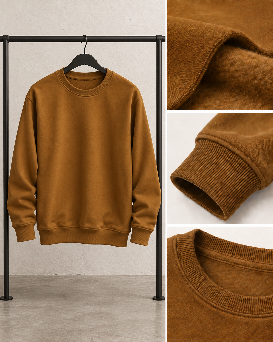 Mustard Men's Fleece Sweatshirt (Code 3923)