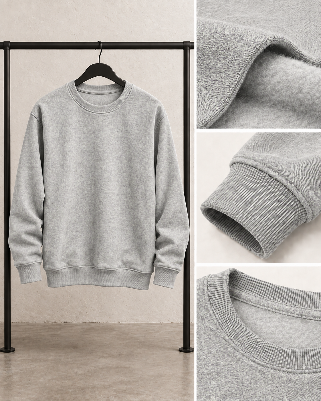 Grey Men's Fleece Sweatshirt (Code 3031)