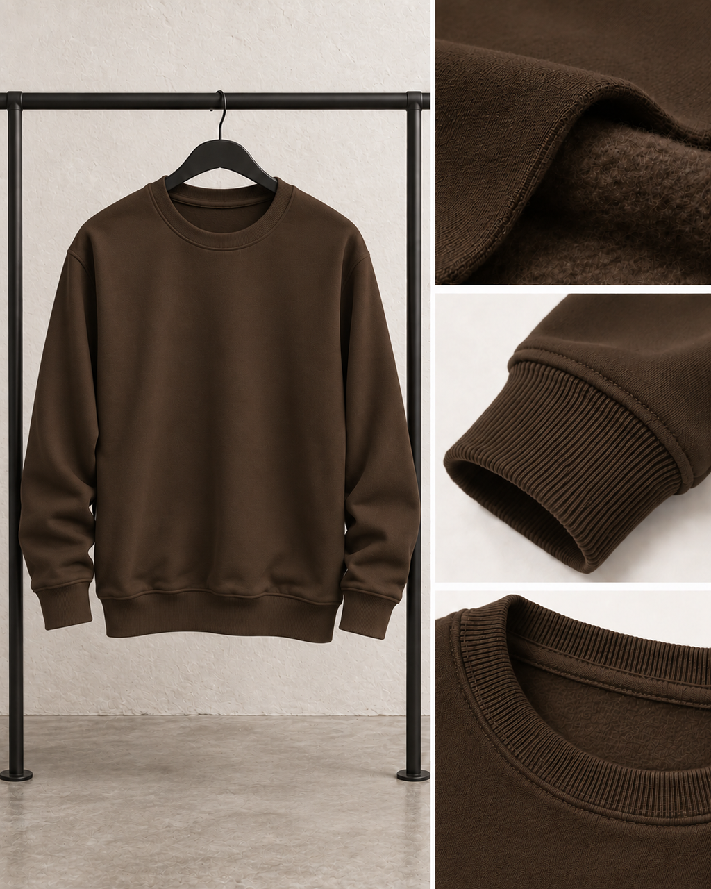 Dark Brown Men's Fleece Sweatshirt (Code 3920)