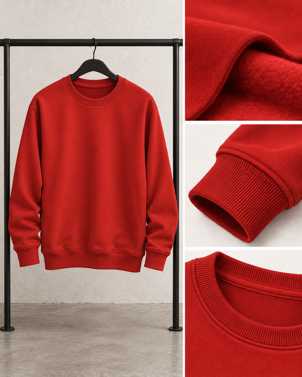 Red Men's Fleece Sweatshirt (Code 3595)