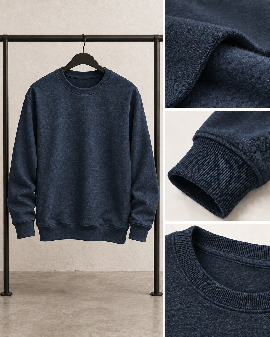 Melange Navy Men's Fleece Sweatshirt (Code 4546)