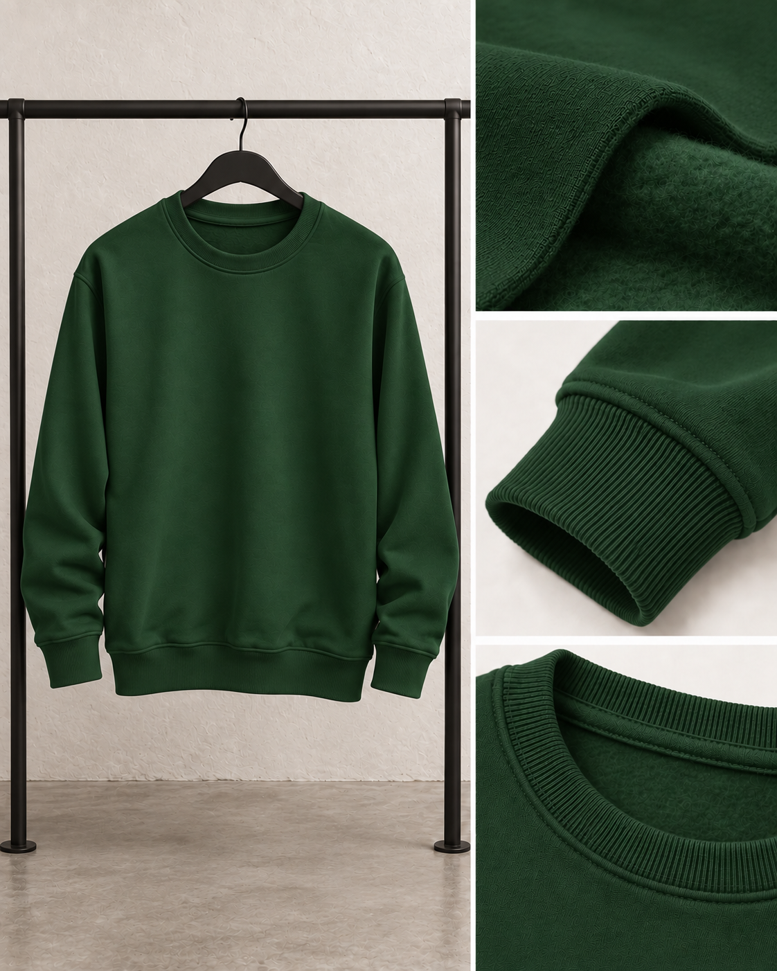 Bottle Green Men's Fleece Sweatshirt (Code 3921)