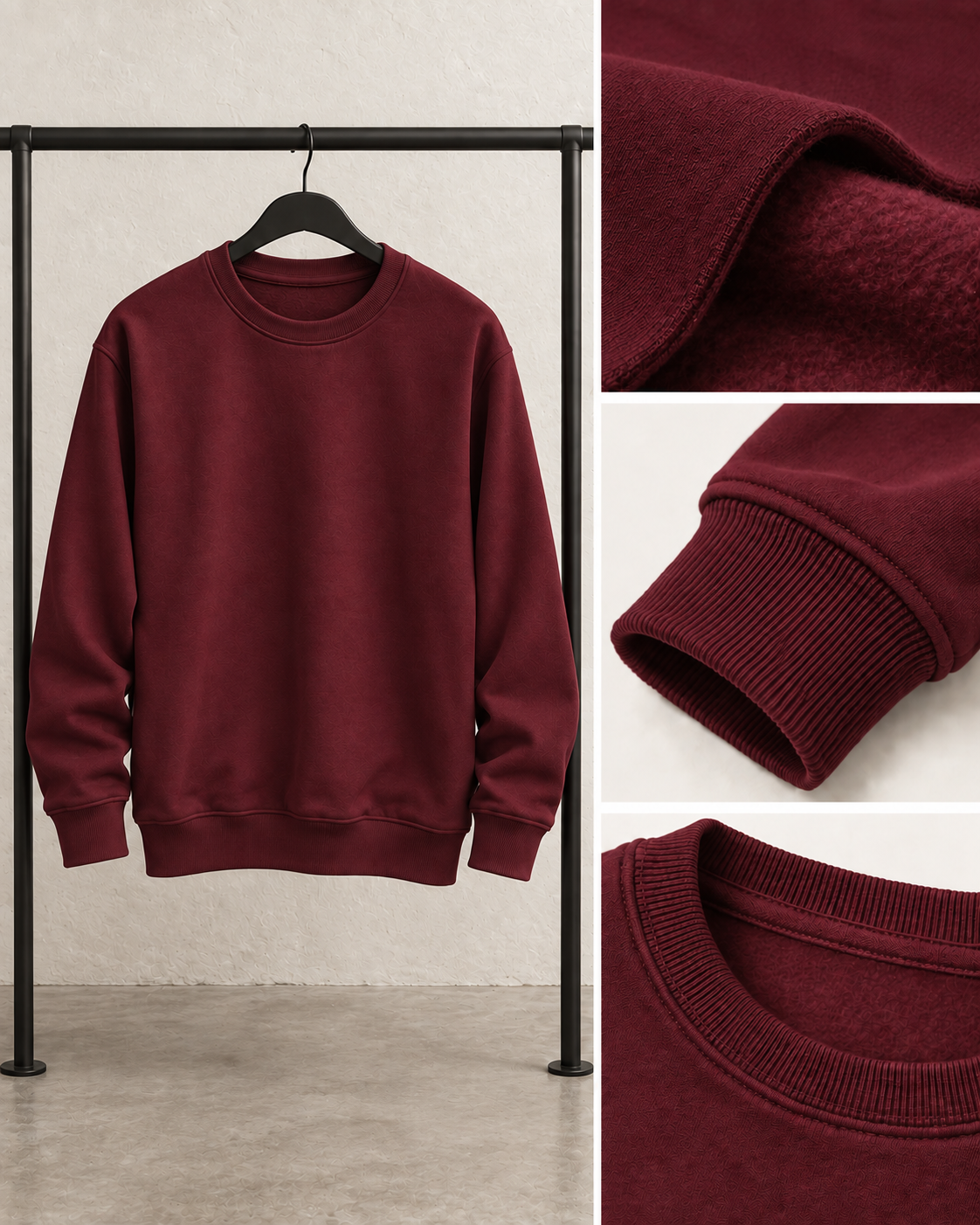 Maroon Men's Fleece Sweatshirt (Code 3596)