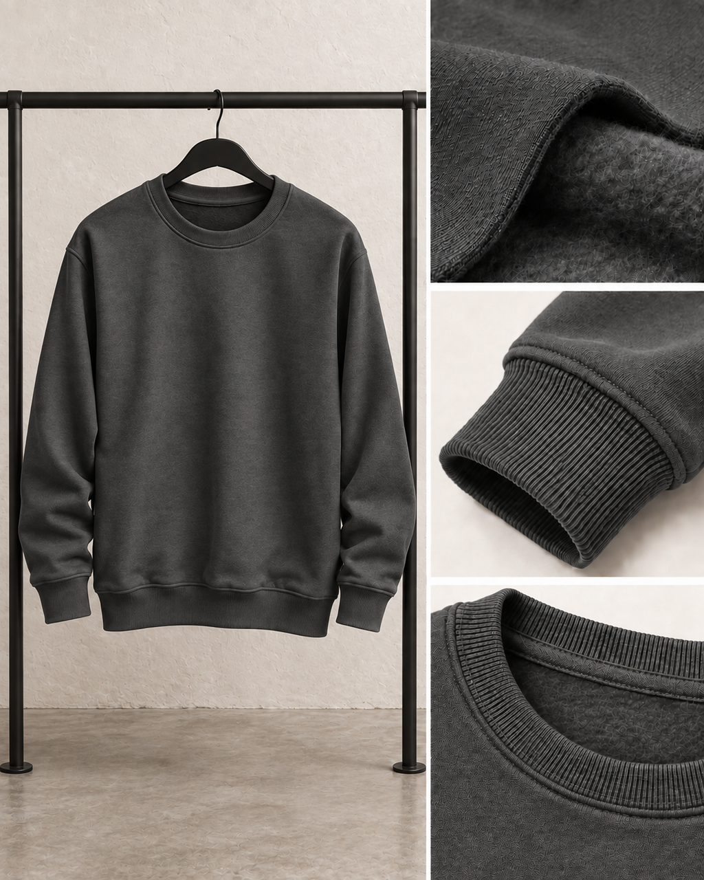 Dark Grey Men's Fleece Sweatshirt (Code 4545)
