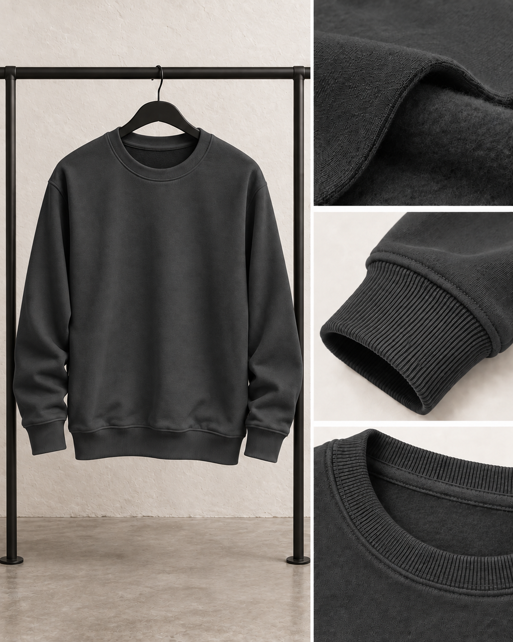 Charcoal Men's Fleece Sweatshirt (Code 3090)