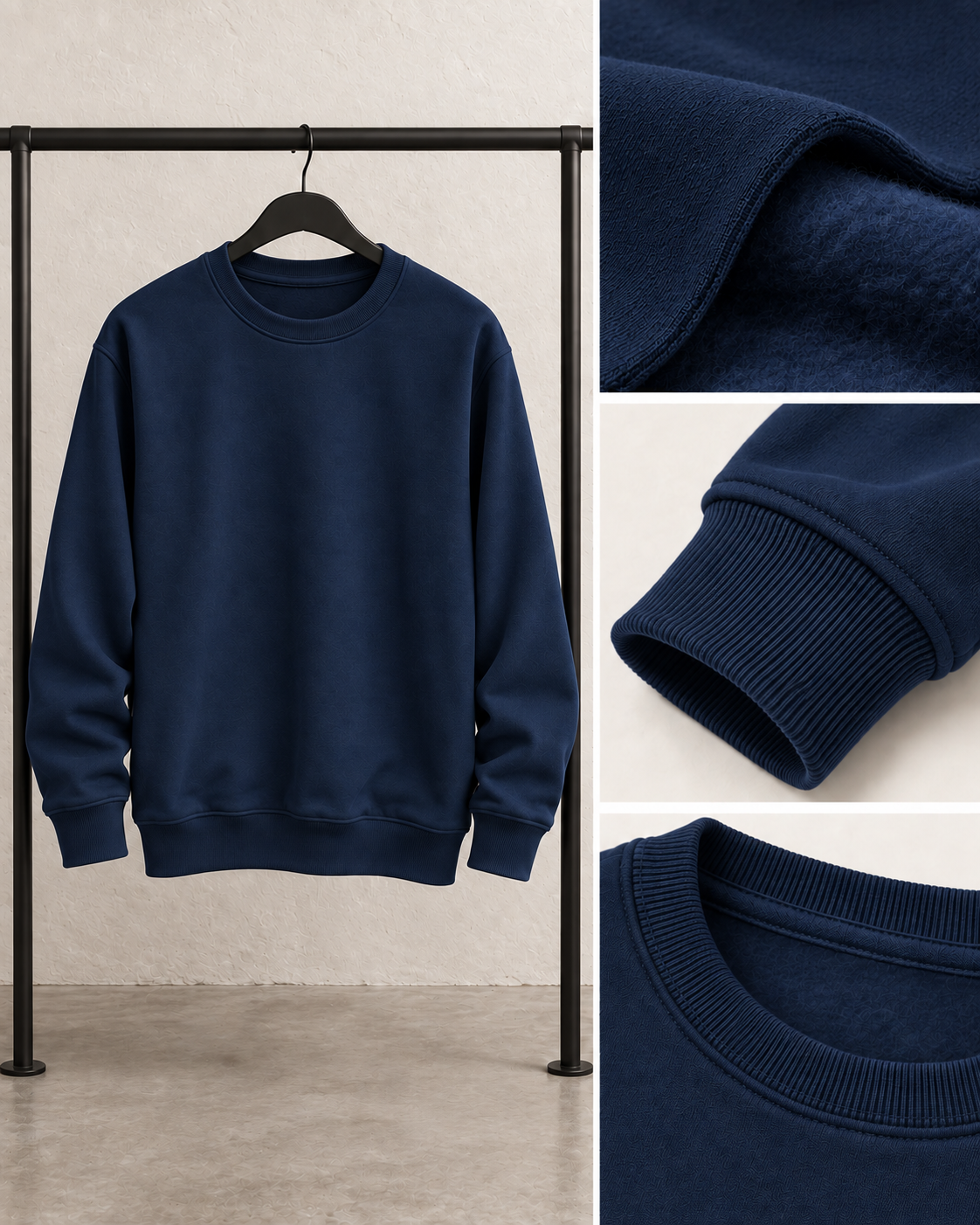 Navy Men's Fleece Sweatshirt (Code 3032)