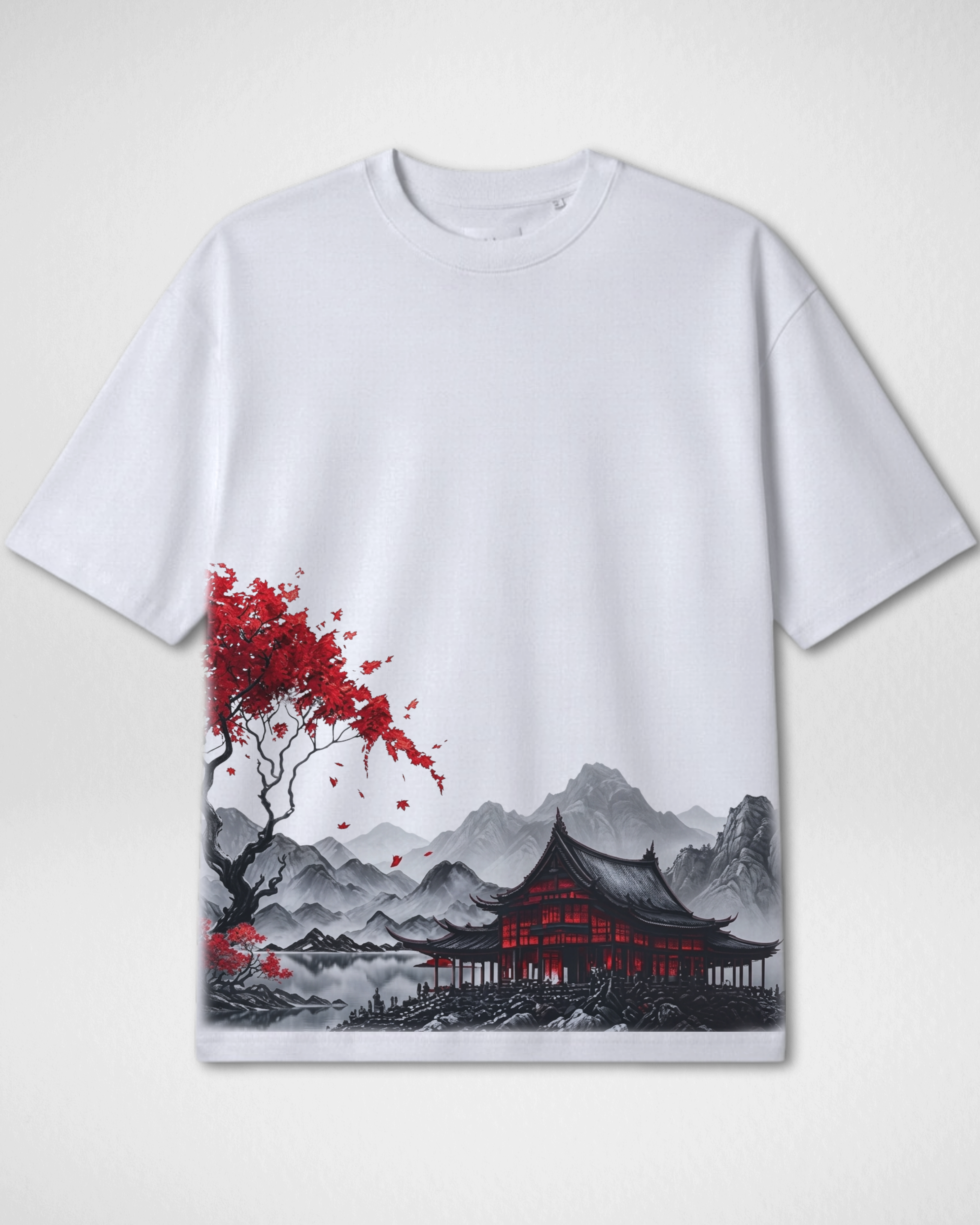 Premium | Printed Drop Shoulder | White | (Code 4904)